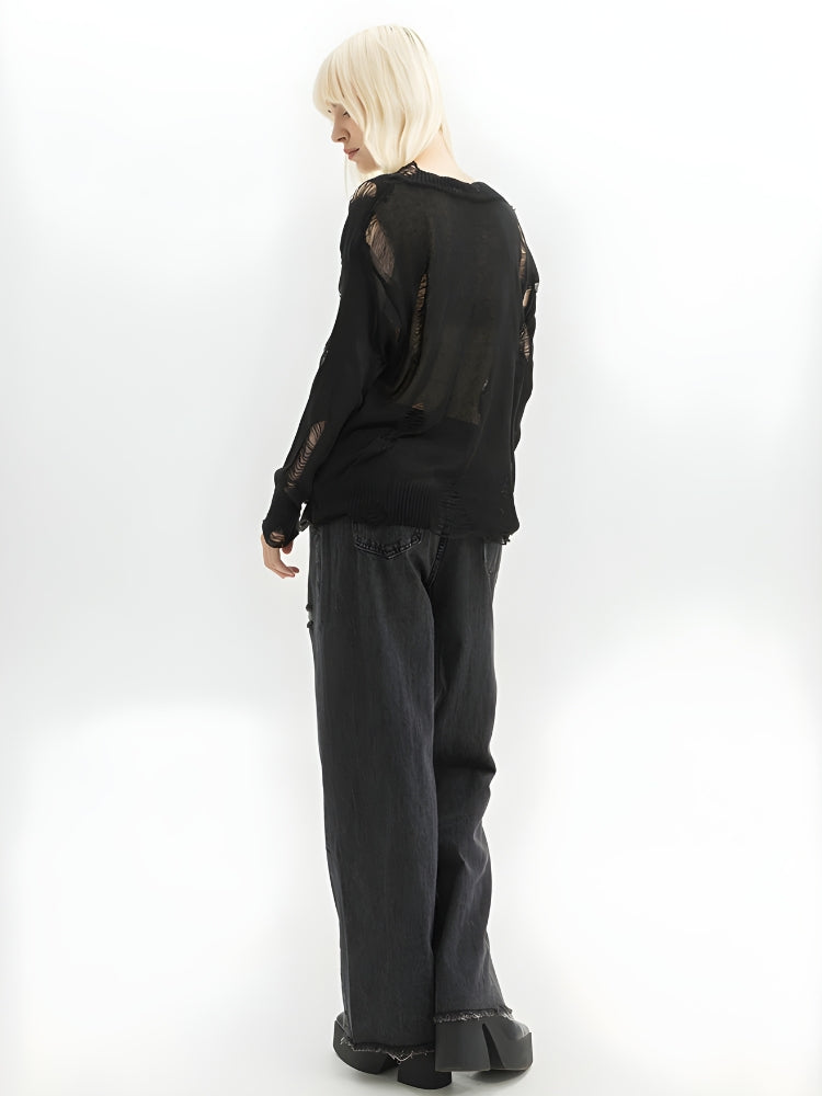 Y2K Grunge Cross Zip-Up Jeans - Litlookz Studio
