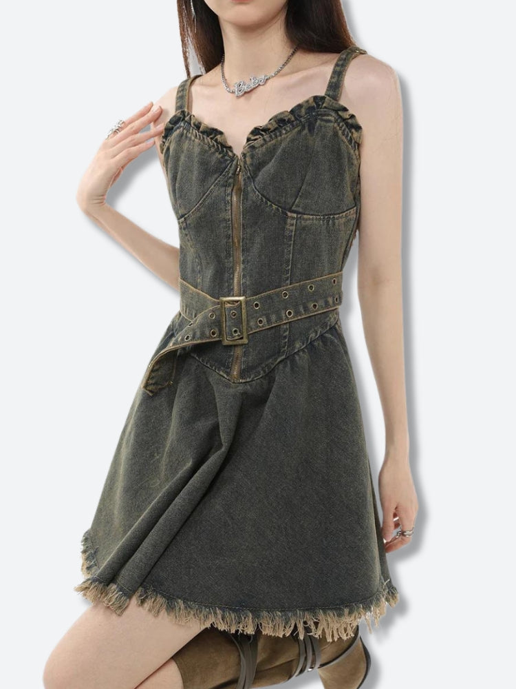 Y2K Grunge Denim Mini Dress
