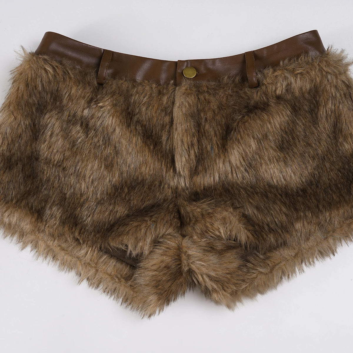 Y2K Grunge Faux Fur Mini Shorts