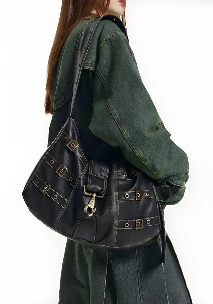 Y2K Grunge Faux Leather Belted Bag