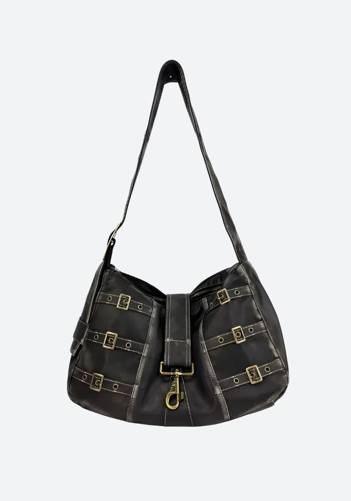 Y2K Grunge Faux Leather Belted Bag - Litlookz Studio