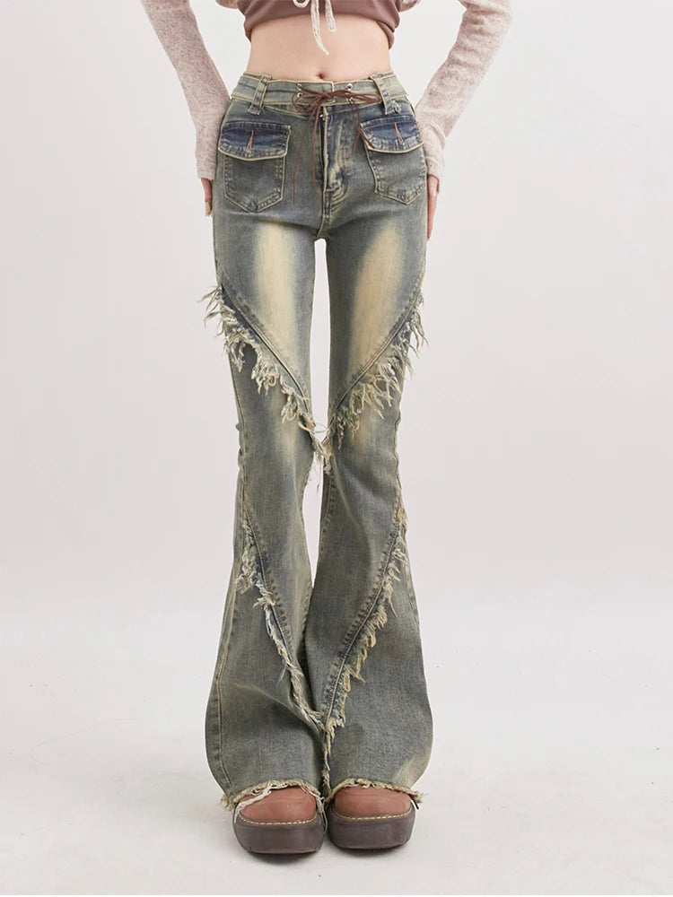 Y2K Grunge Flare Jeans - Litlookz Studio