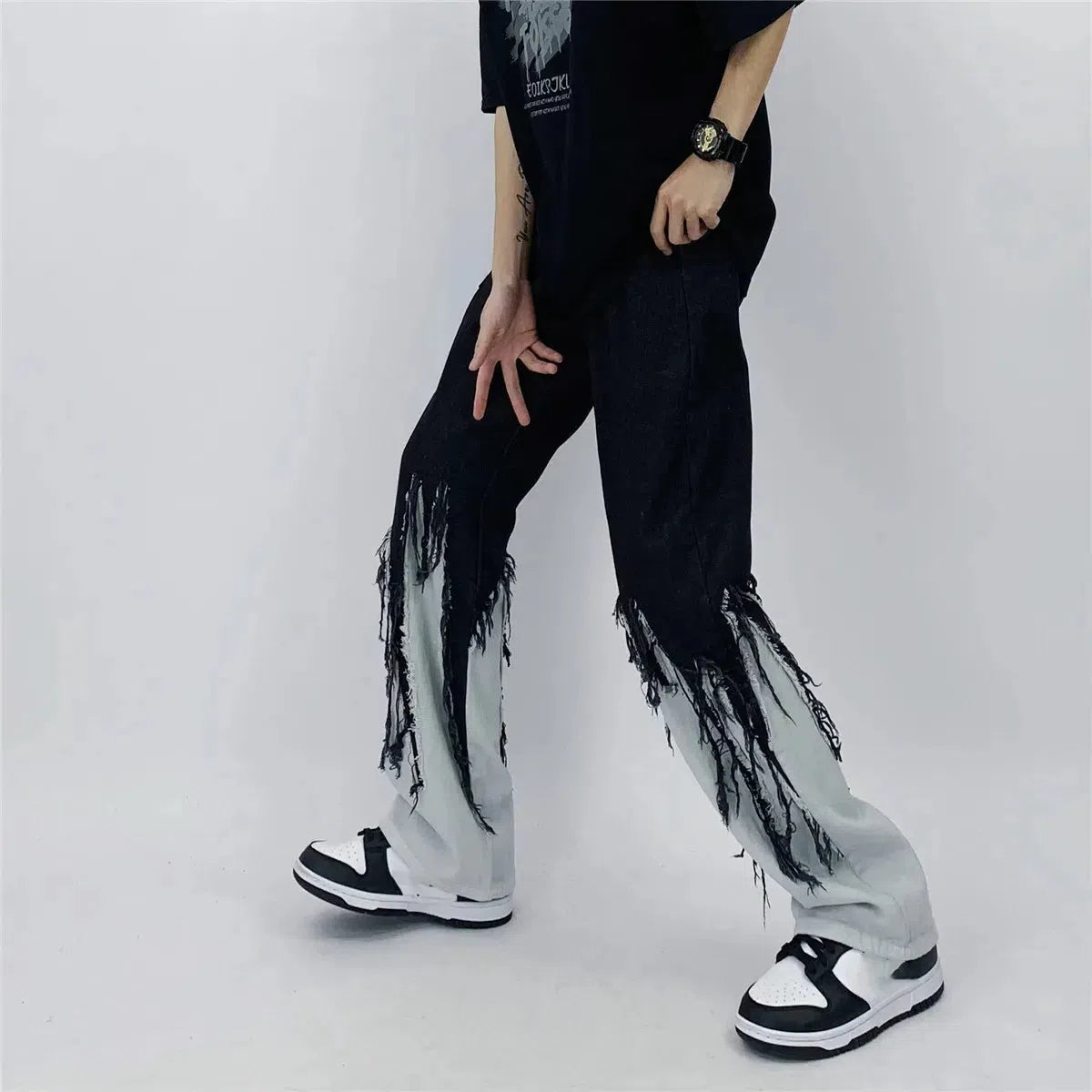 Y2K Grunge Fringed Jeans - Litlookz Studio