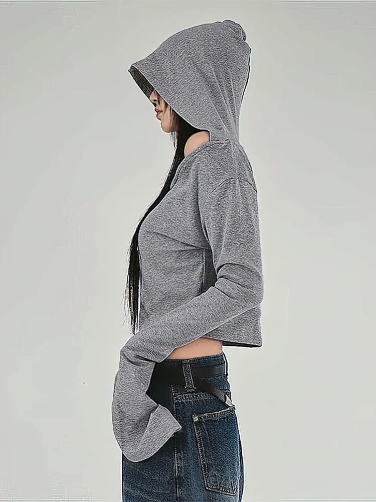 Y2K Grunge Off Shoulder Hoodie - Litlookz Studio