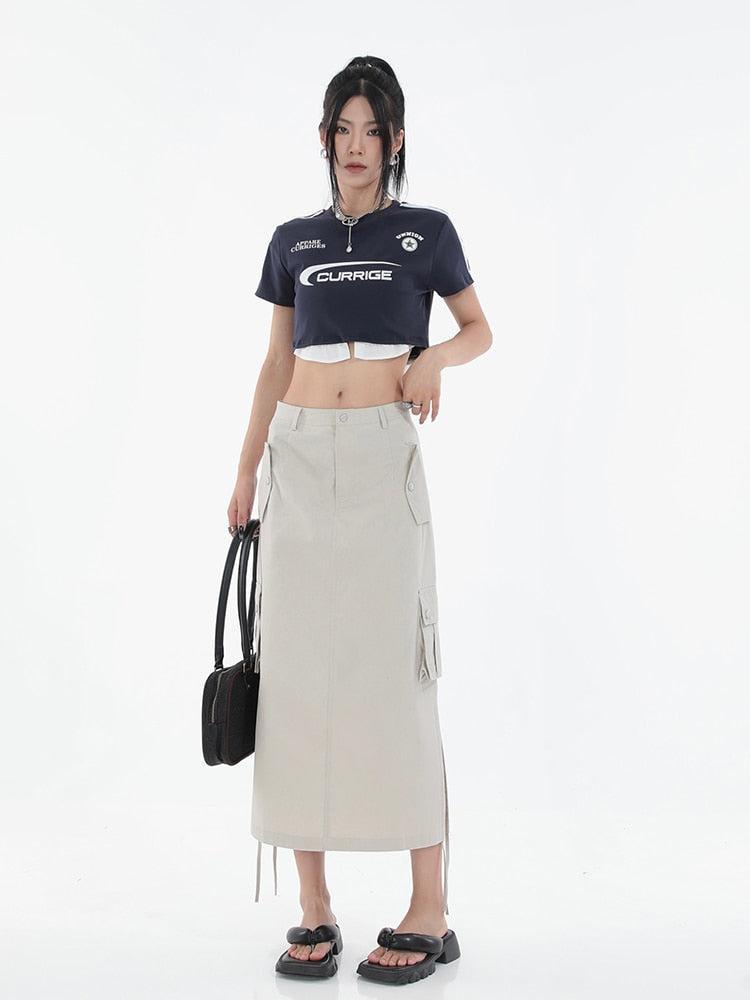 Y2K Grunge Parachute Maxi Skirt