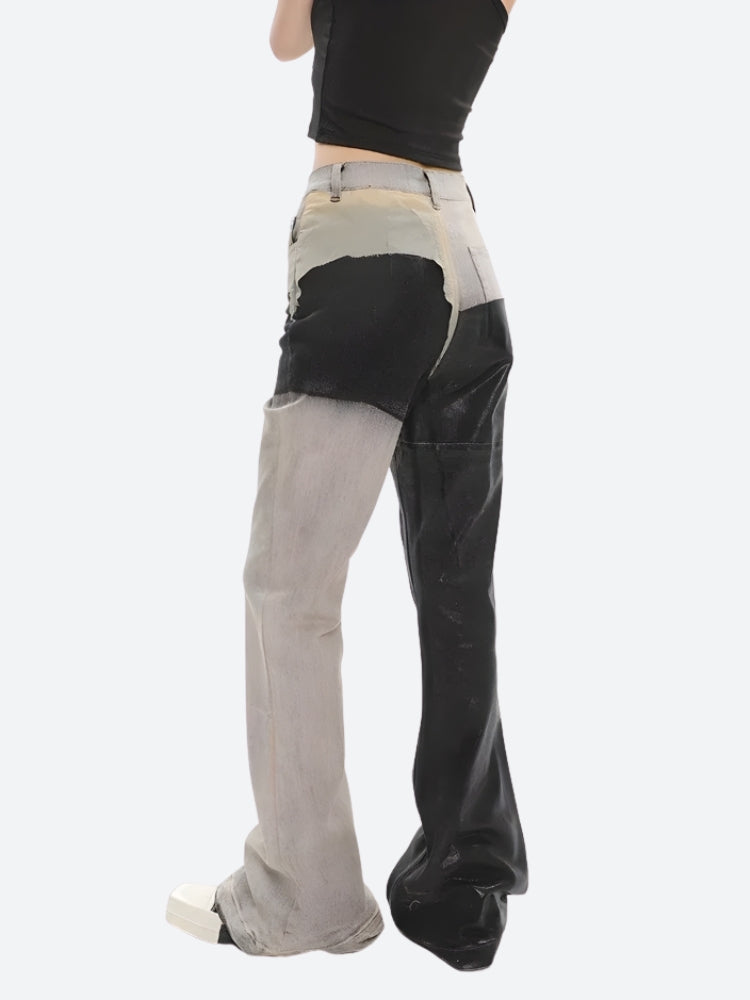 Y2K Grunge Patchwork Flare Pants - Litlookz Studio