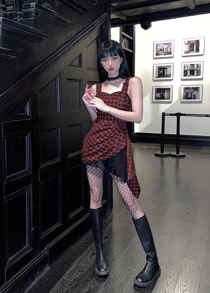 Y2K Grunge Plaid Mini Dress - Litlookz Studio Y2K Grunge Plaid Mini Dress - Litlookz Studio
