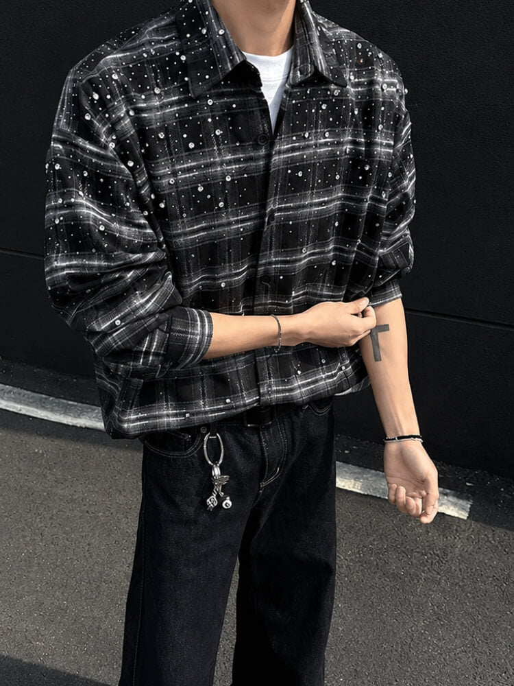 Y2K Grunge Rhinestone Shirt