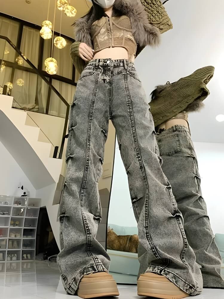 Y2K Grunge Flare Jeans - Litlookz Studio