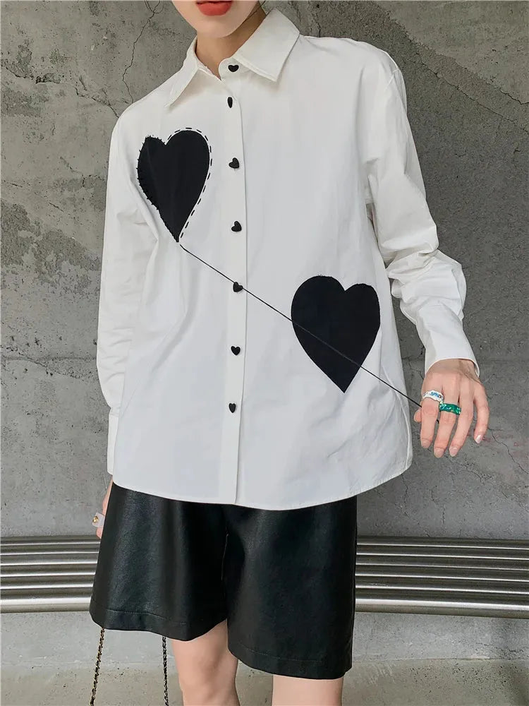 Y2K Heart Button-Up Shirt