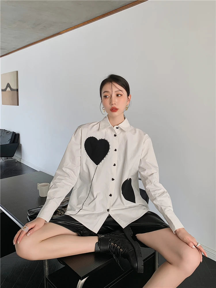 Y2K Heart Button-Up Shirt