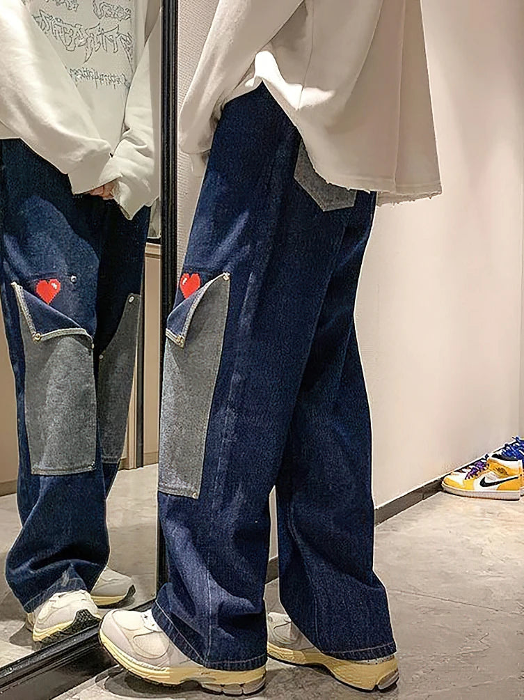Y2K Heart Detail Cargo Jeans