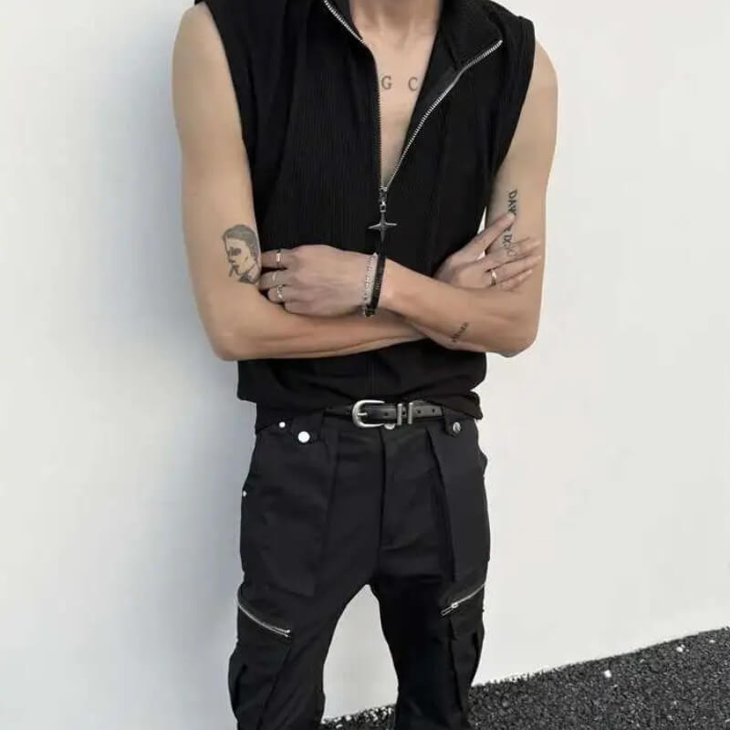 Y2K High Neck Zip Top