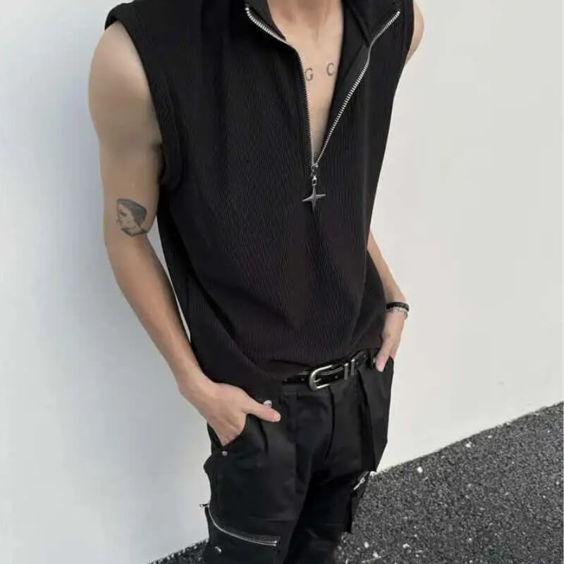 Y2K High Neck Zip Top