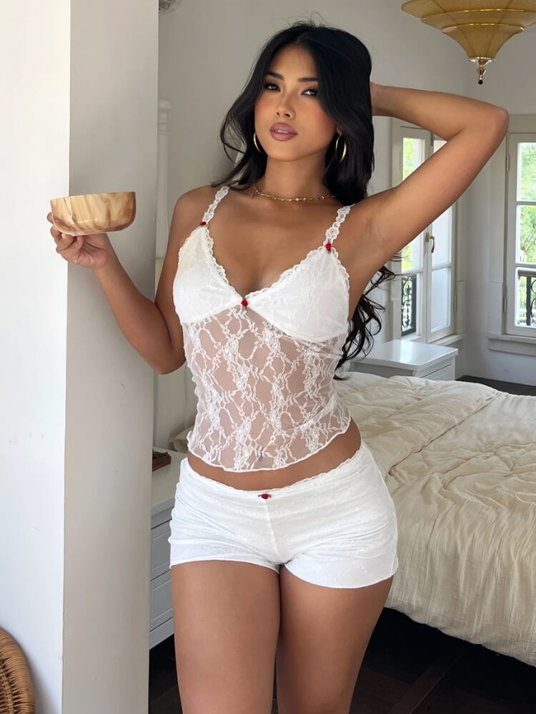 Y2K Lace Top & Shorts Set