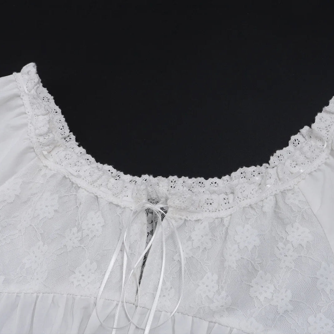 Y2K Lace Trim Babydoll Dress