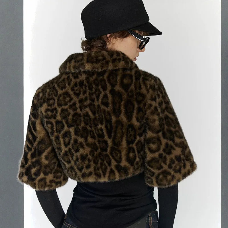Y2K Leopard Faux Fur Cropped Jacket - Litlookz Studio