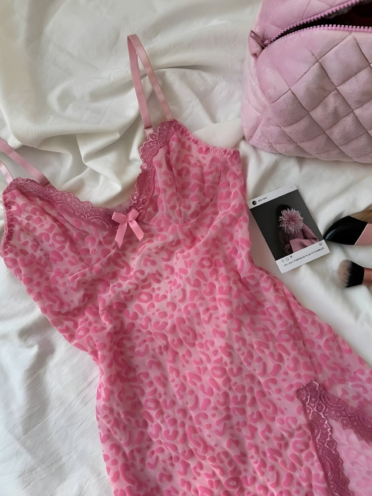 Y2K Leopard Print Mini Dress