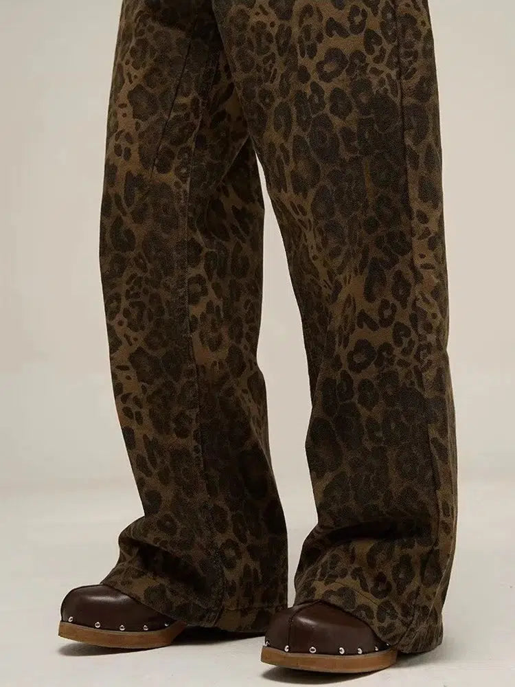 Y2K Leopard Straight Leg Pants