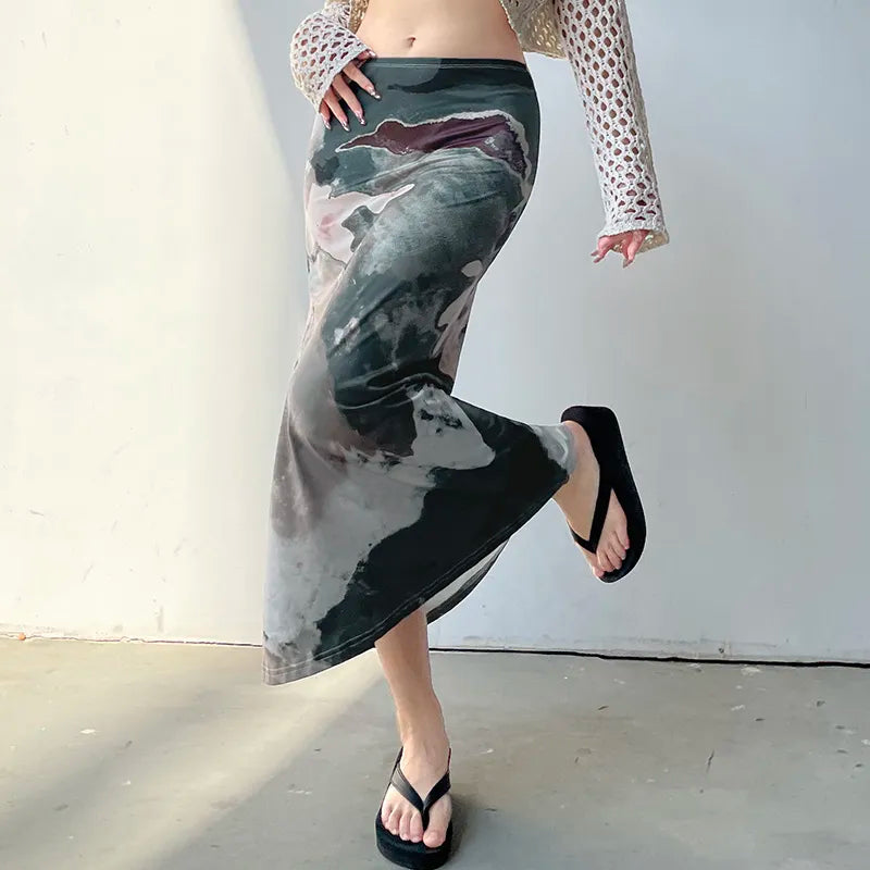 Y2K Low Rise Midi Skirt
