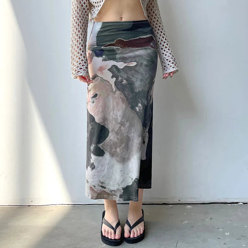 Y2K Low Rise Midi Skirt