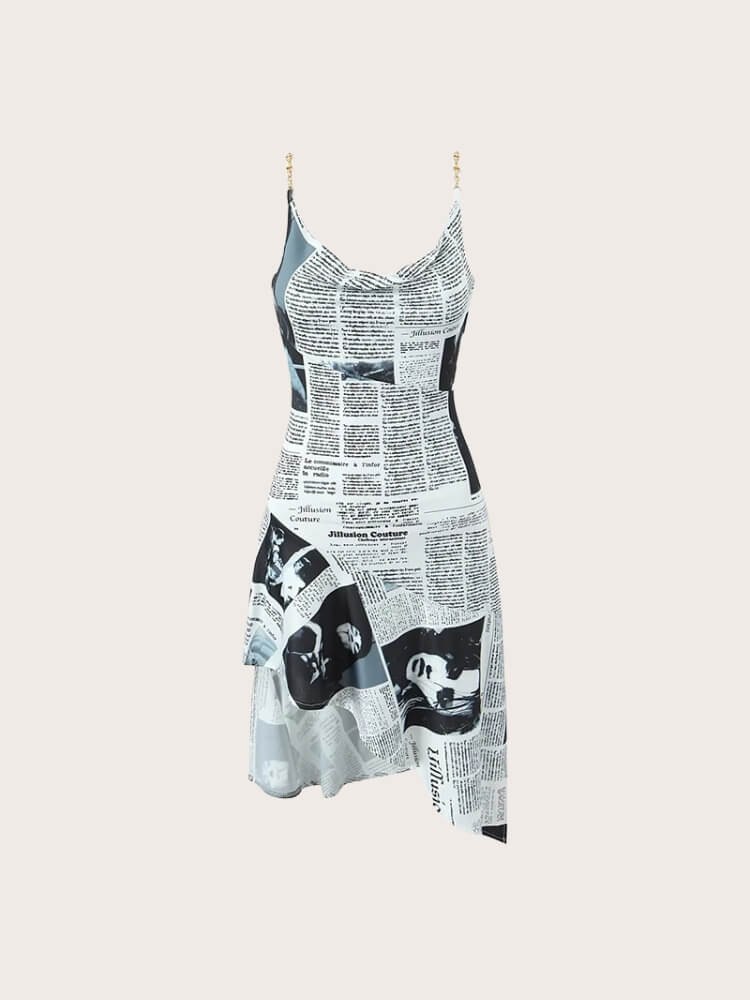 newspaper bodycon dress Y2K Midi baby blue formal dresses quietly_retired over editorial print mixed COLOR:PINK