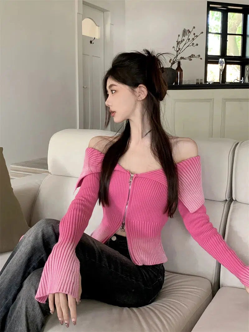 Y2K Off Shoulder Cardigan - Litlookz Studio