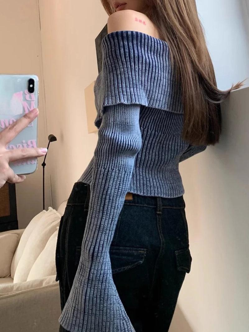 Y2K Off Shoulder Cardigan - Litlookz Studio