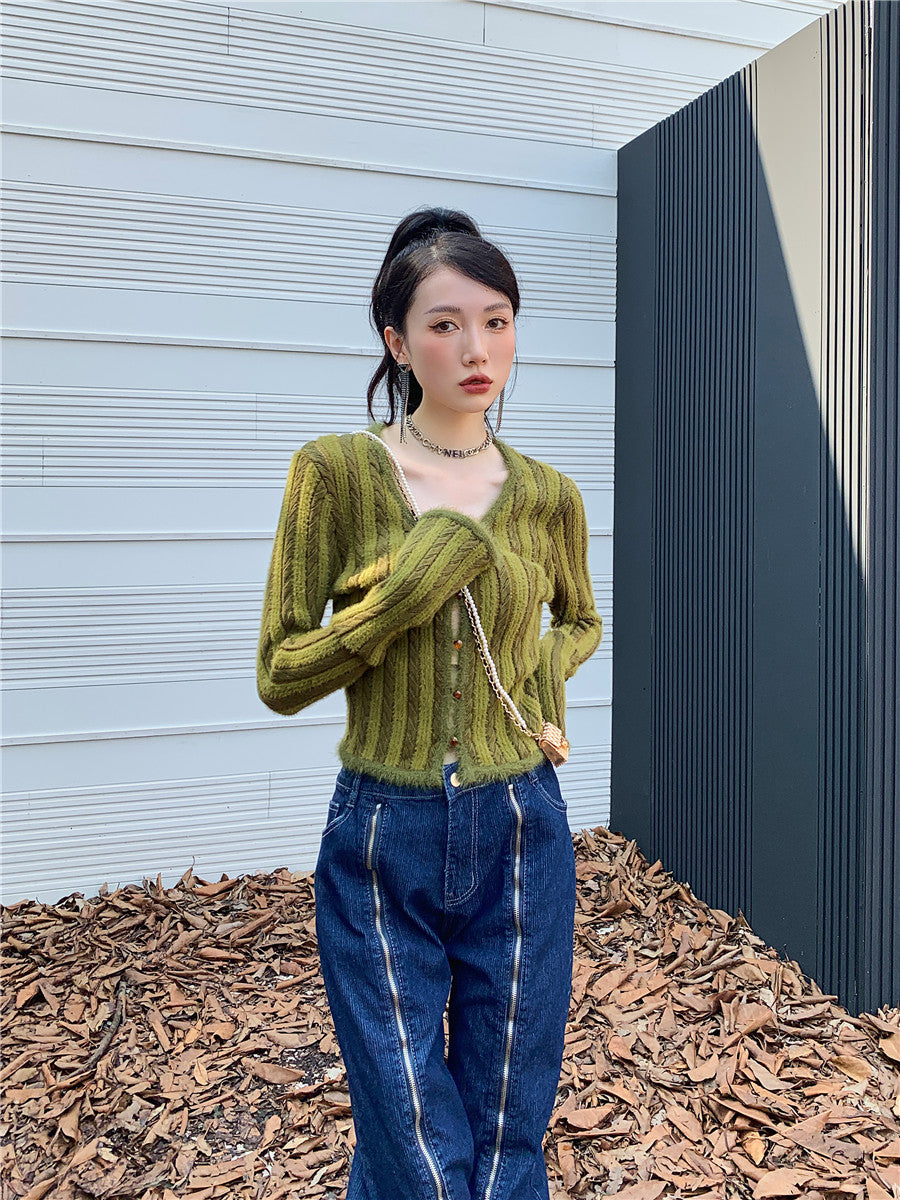 Y2K Olive Cardigan