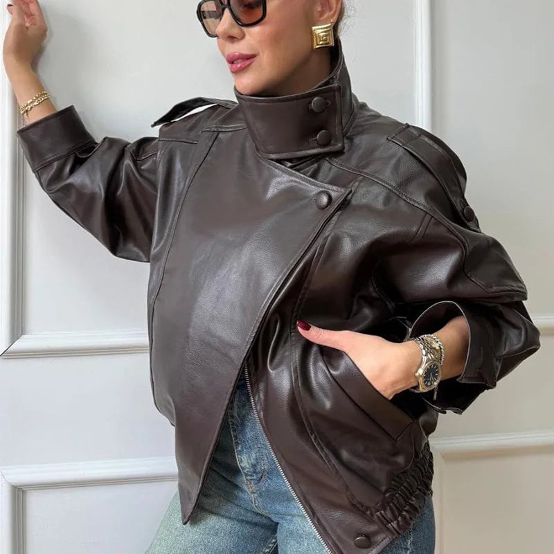 Y2K Oversized Faux Leather Jacket