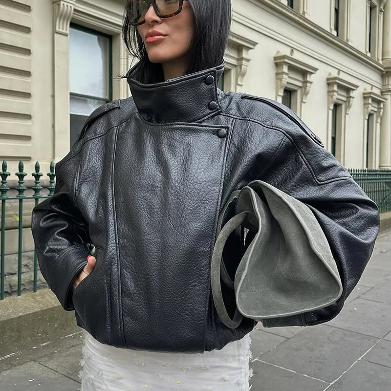 Y2K Oversized Faux Leather Jacket