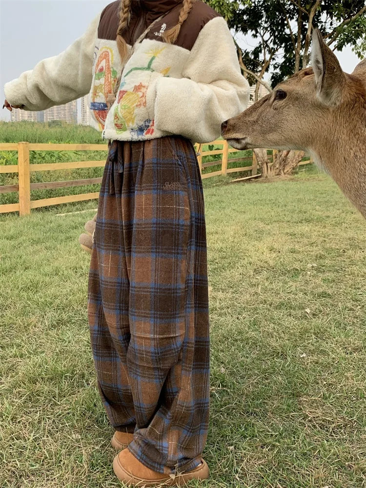 Y2K Oversized Plaid Sweatpants - Litlookz Studio