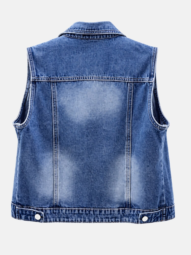 Y2K Pearl Denim Vest