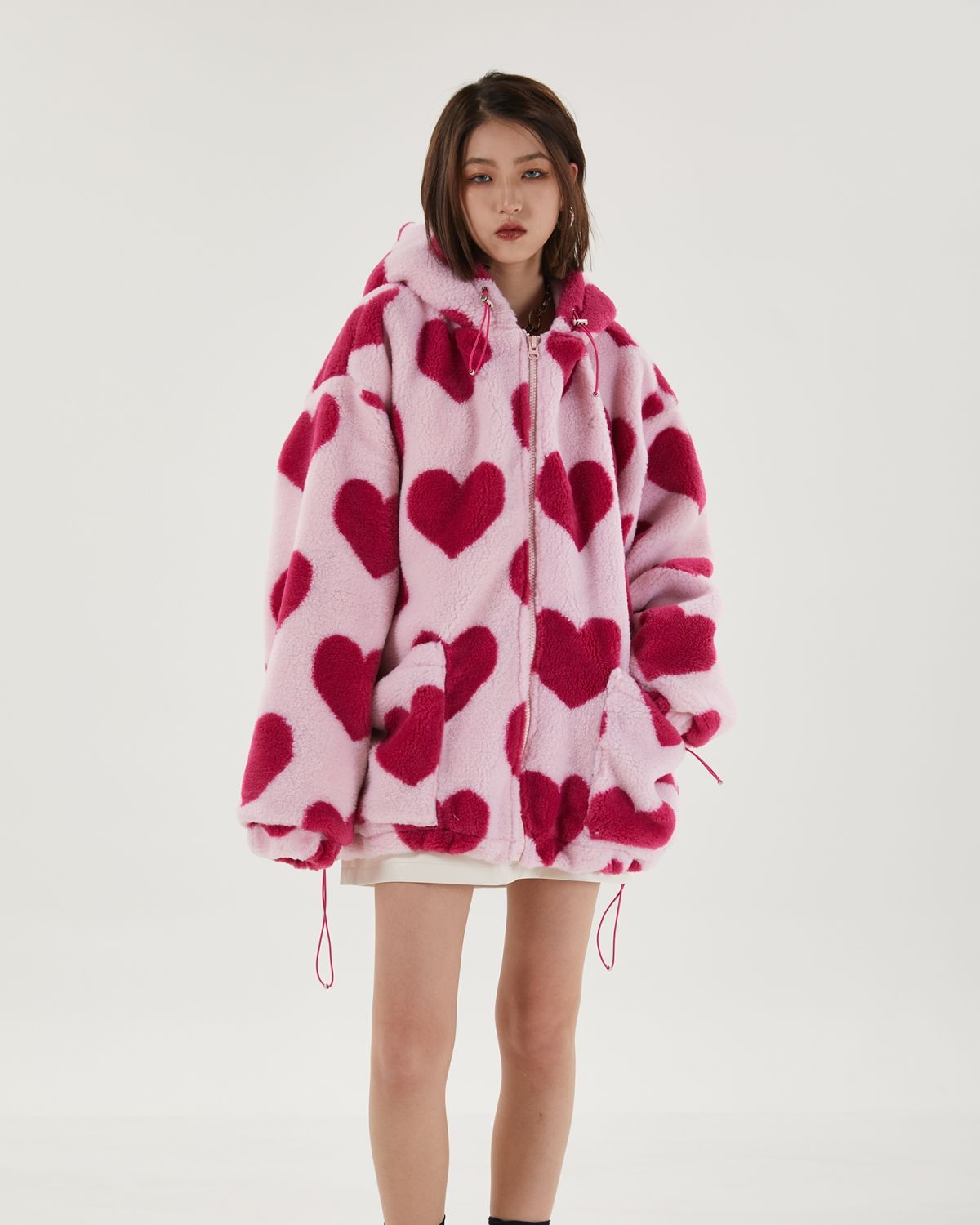 Y2K Pink Heart Pattern Jacket - Litlookz Studio