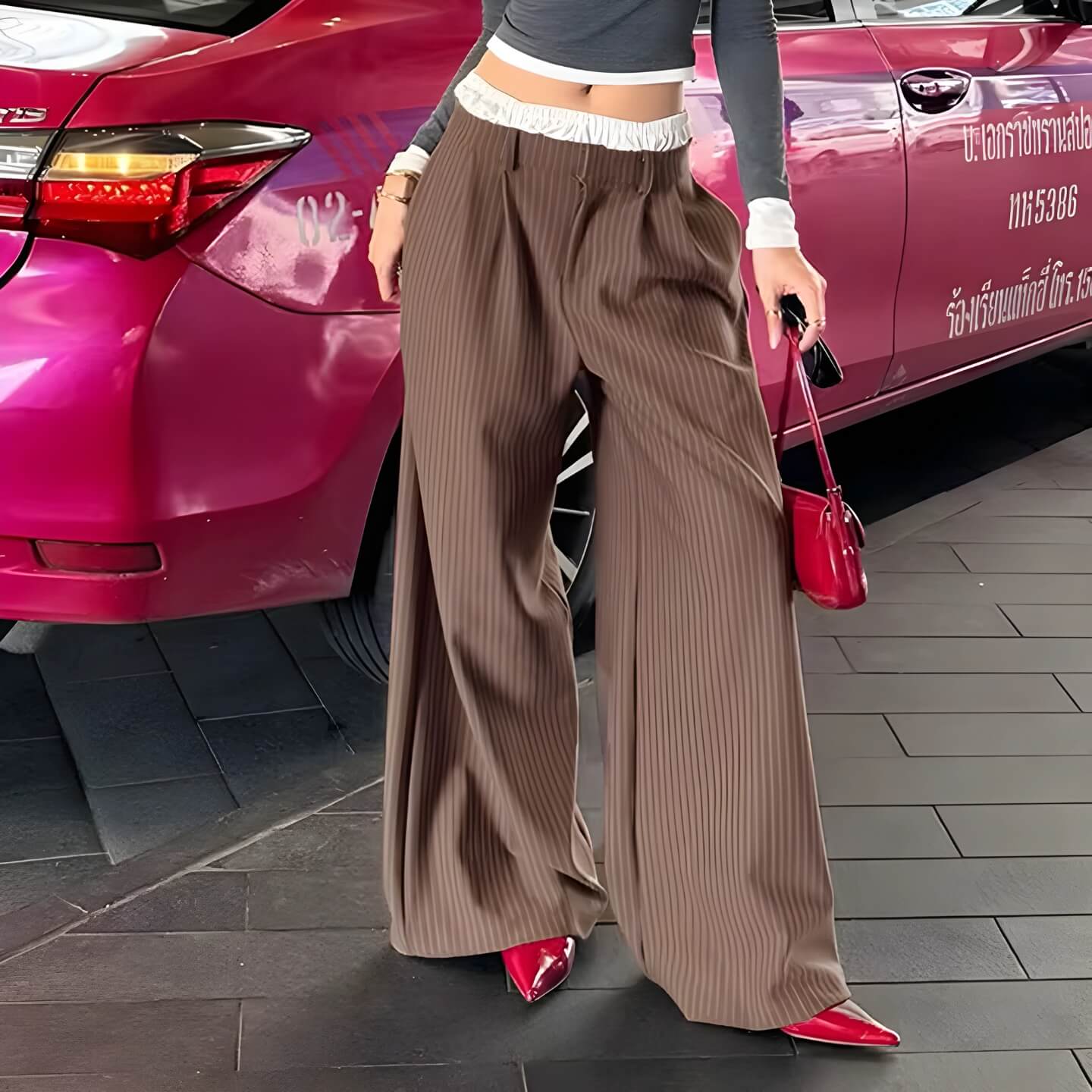 Y2K Pinstripe Baggy Pants - Litlookz Studio