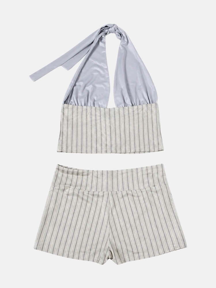 Y2K Pinstripe Halter & Shorts Set