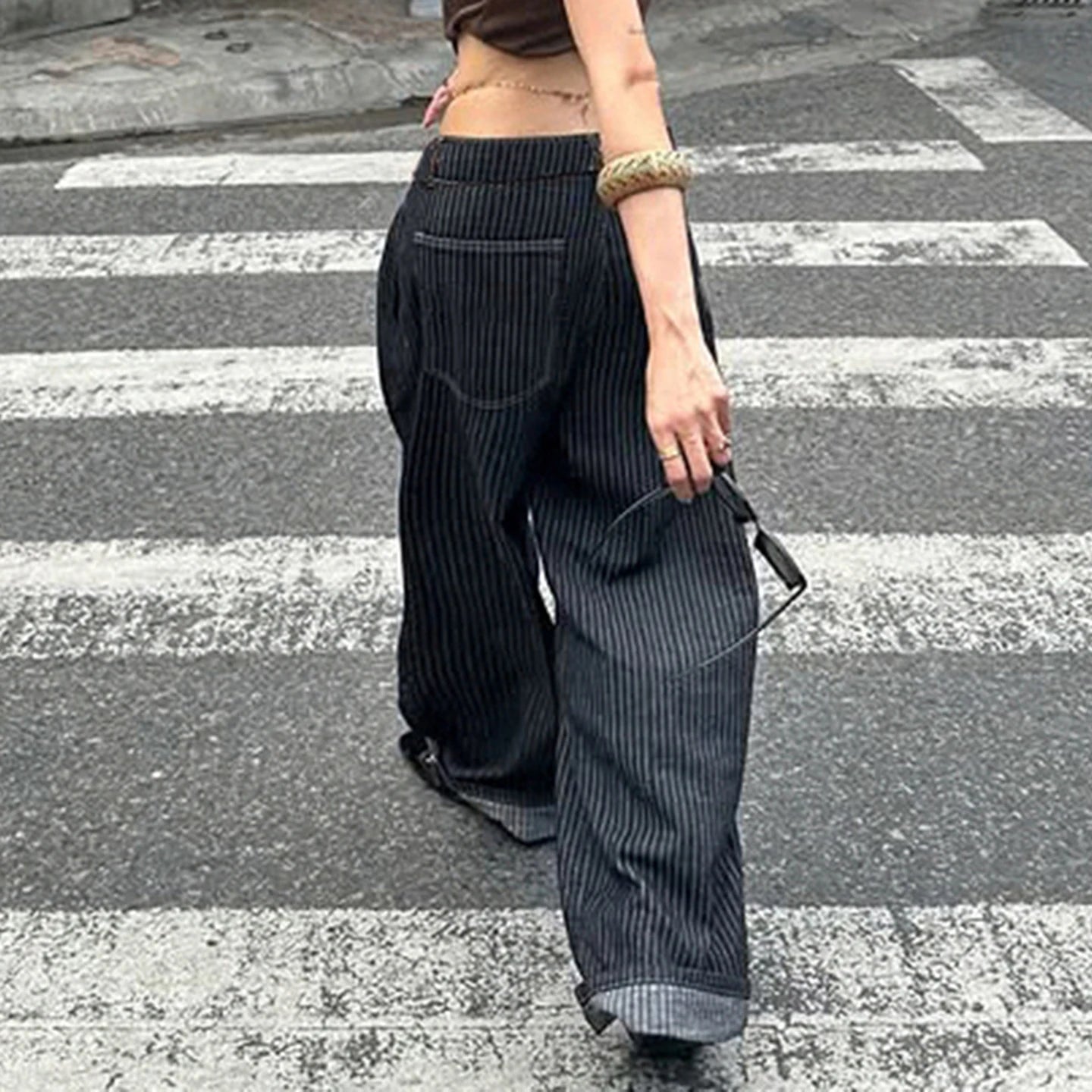 パンツ 2000's archive stripe buggy slacks y2k Y2K Pinstripe Baggy Pants - Litlookz Studio