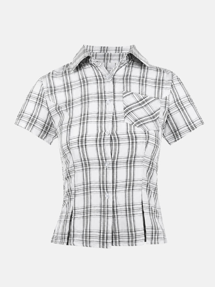Y2K Plaid Fitted Shirt
