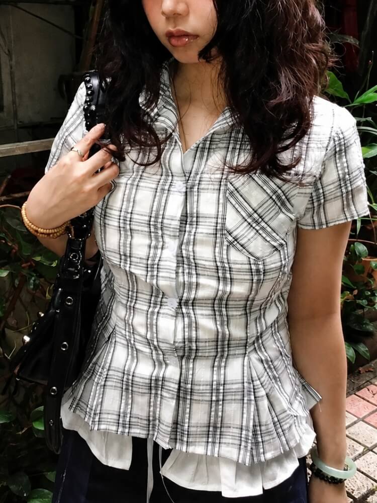 Y2K Plaid Fitted Shirt