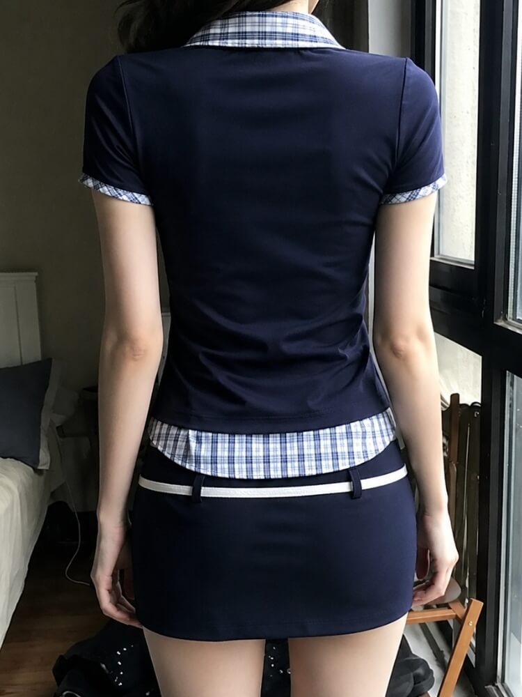 Y2K Plaid Layered Shirt