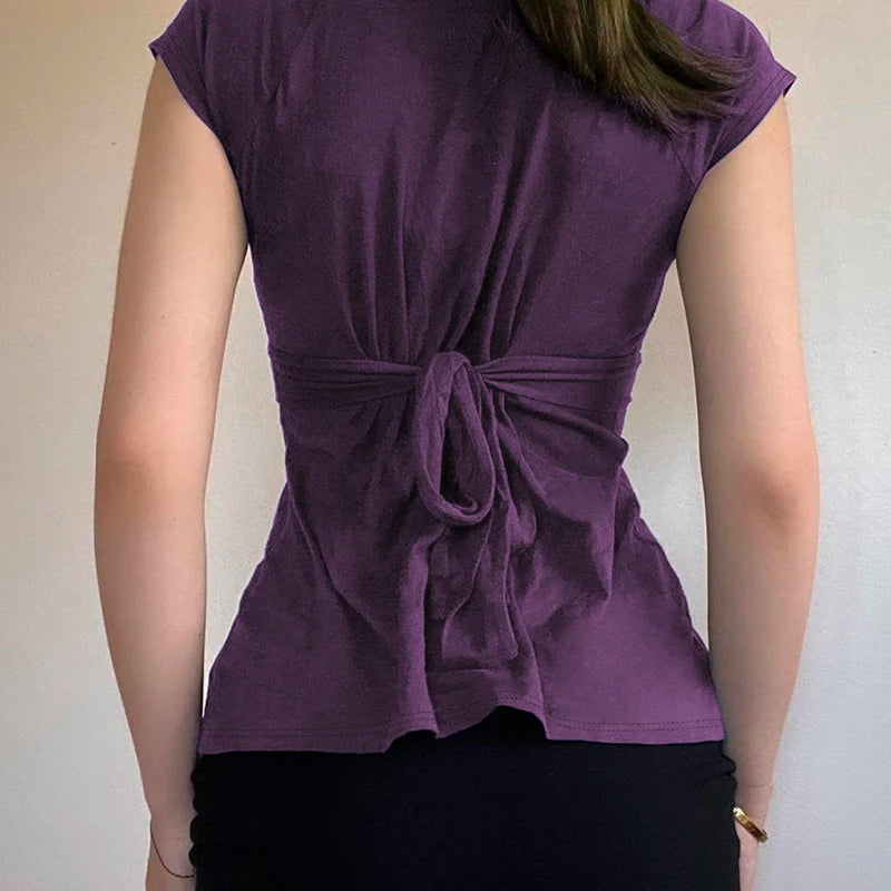 Y2K Plunge Tie Back Top