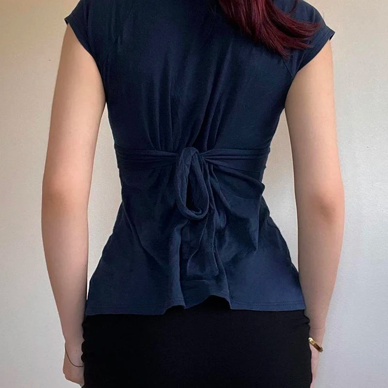 Y2K Plunge Tie Back Top