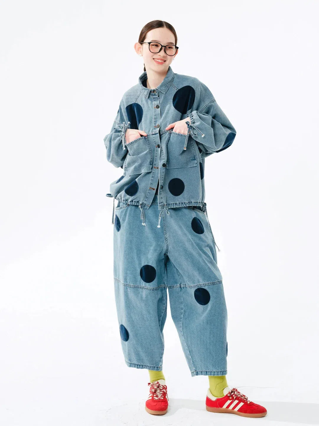 Y2K Polka Dot Denim Jacket - Litlookz Studio