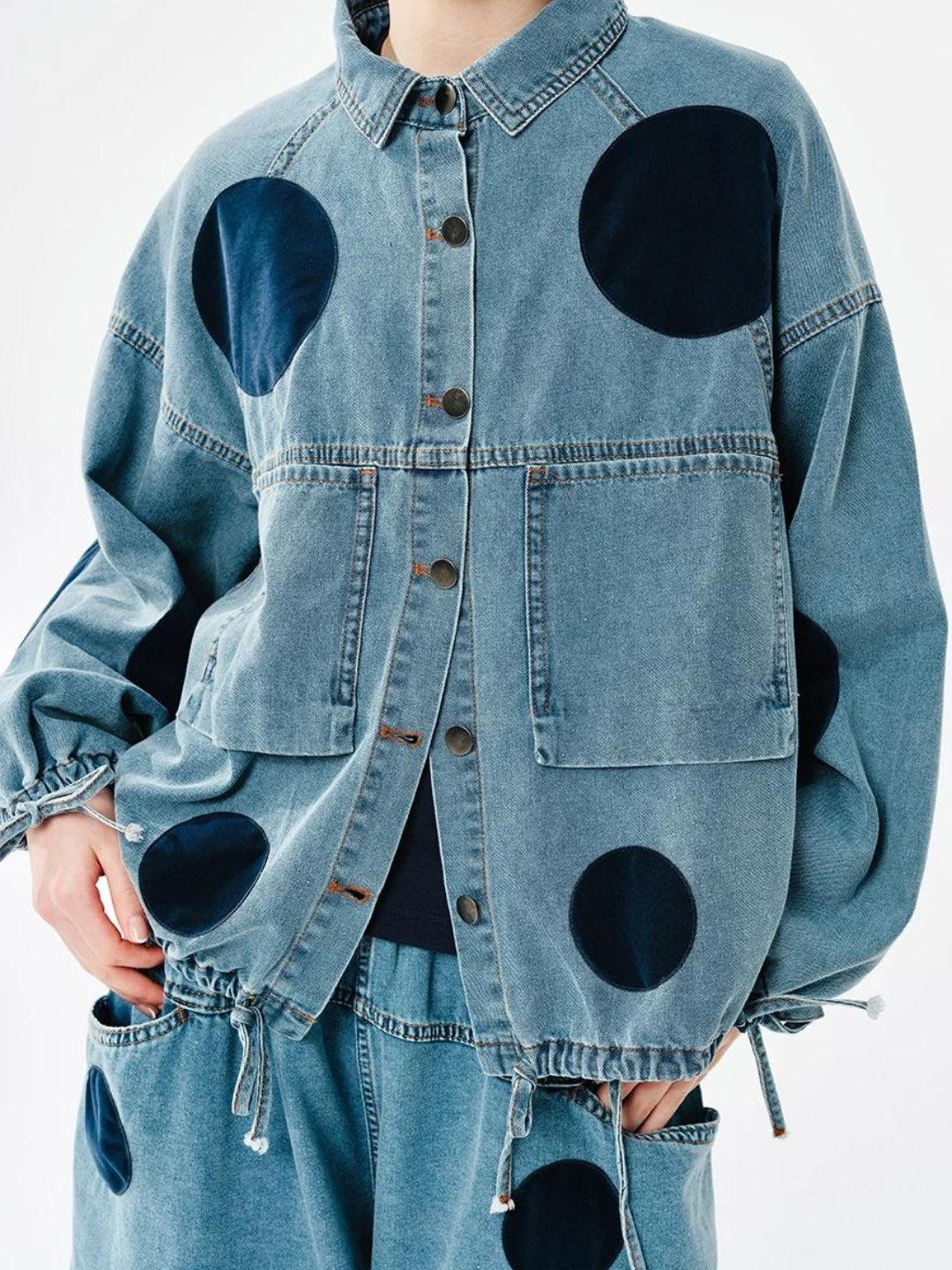 Y2K Polka Dot Denim Jacket - Litlookz Studio