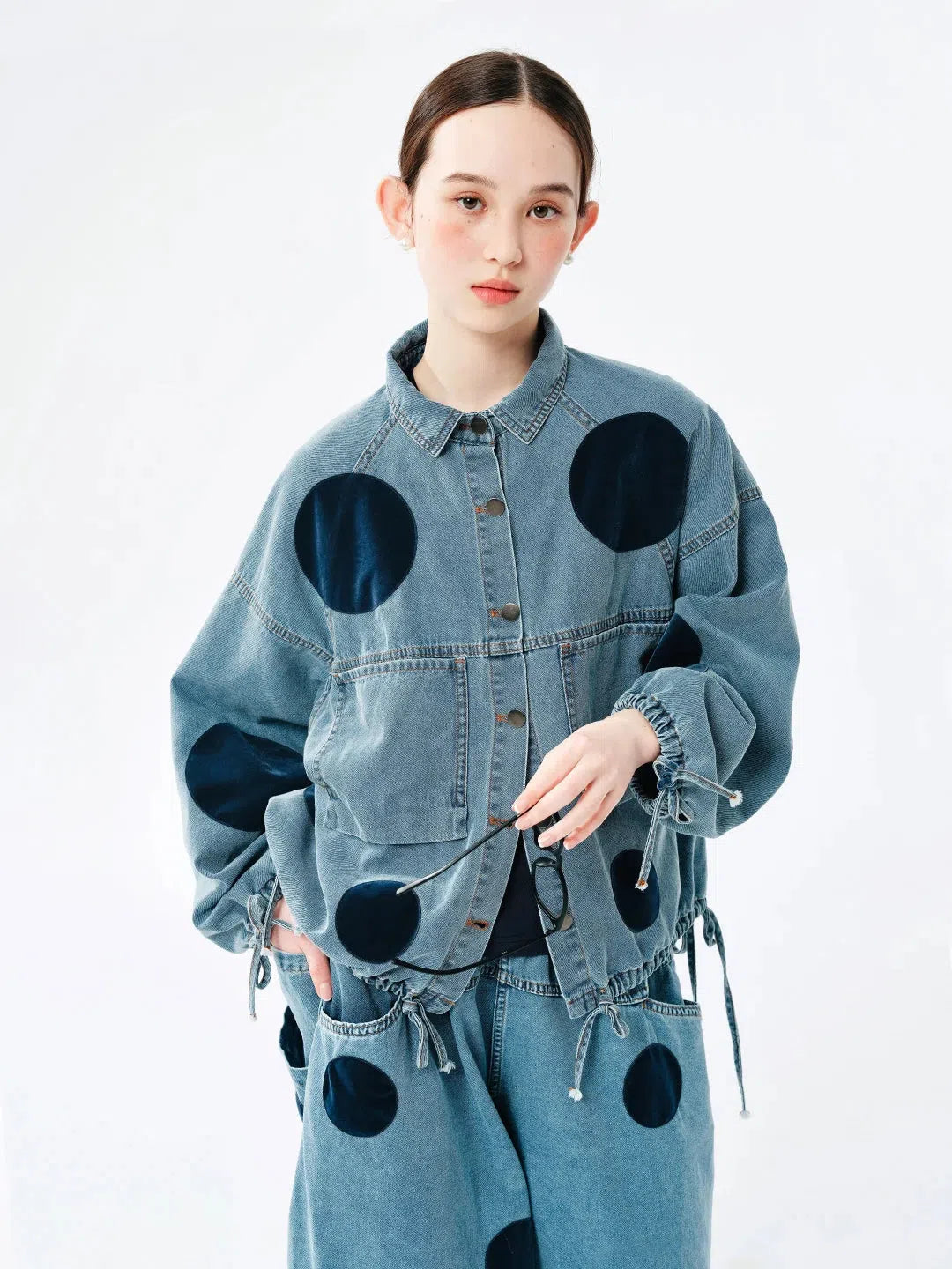 Y2K Polka Dot Denim Jacket