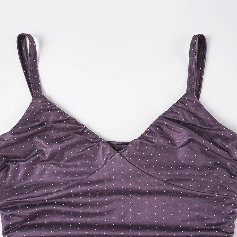Y2K Purple Polka Dot Top
