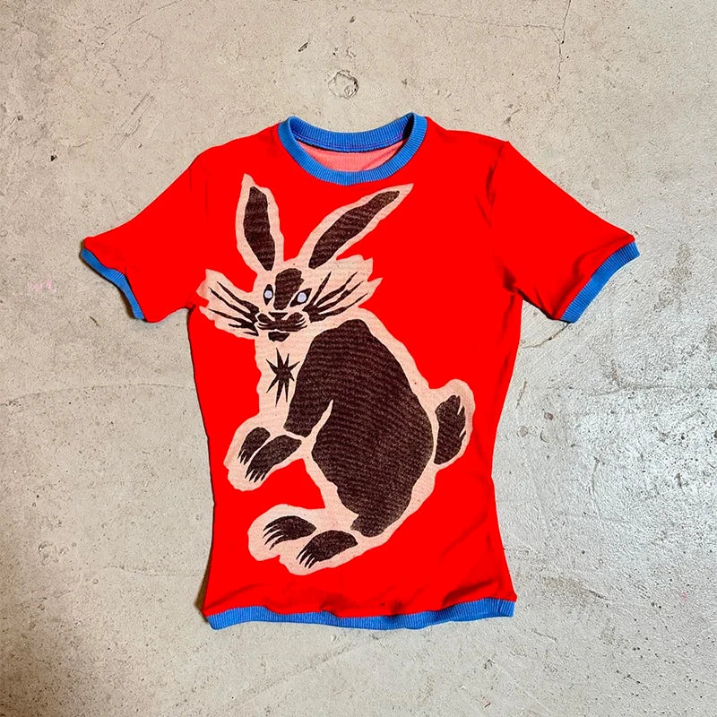 Y2K Rabbit Ringer Tee - Litlookz Studio