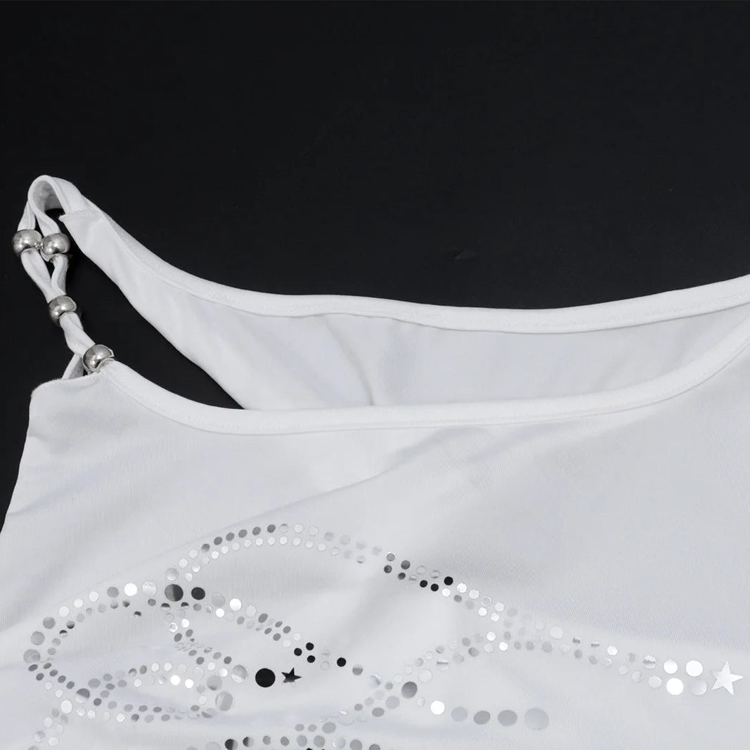 Y2K Rhinestone Tie-Up Crop Top