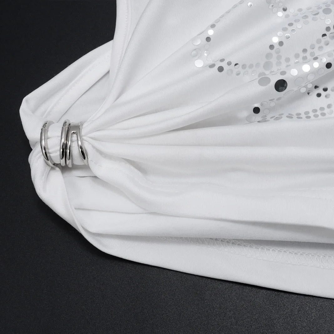 Y2K Rhinestone Tie-Up Crop Top