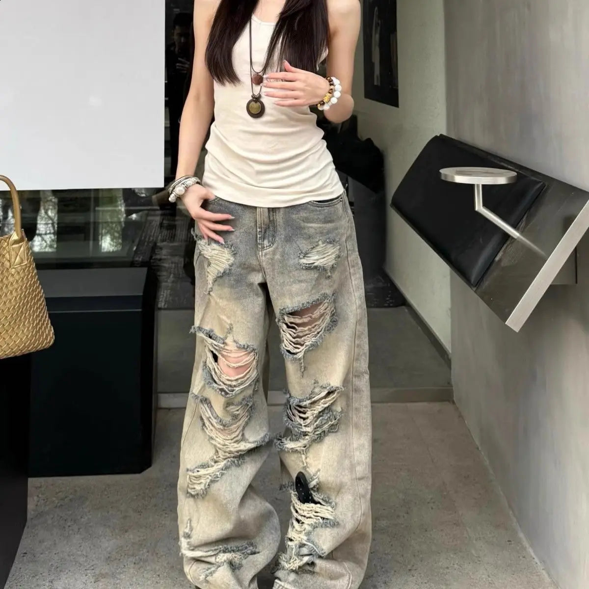 Y2K Ripped Baggy Jeans